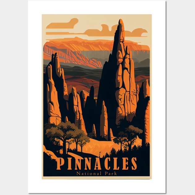 Pinnacles National Park Travel Poster Wall Art by GreenMary Design